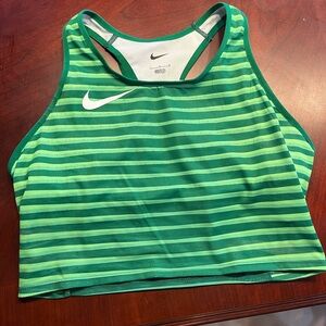 Nike White and Green Sports Bra
